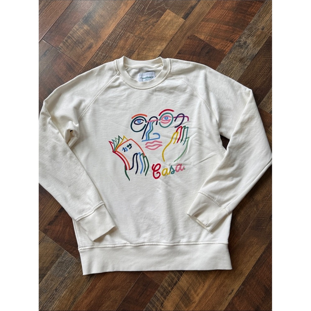 Casablanca Casa Graphic Crewneck Sweatshirt Off White Multicolor Size Medium